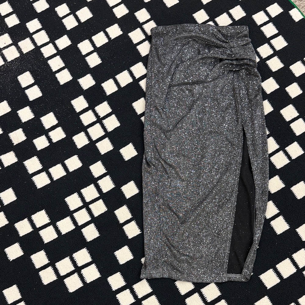 SHEIN Black Sparkle High-Slit Pencil Skirt
